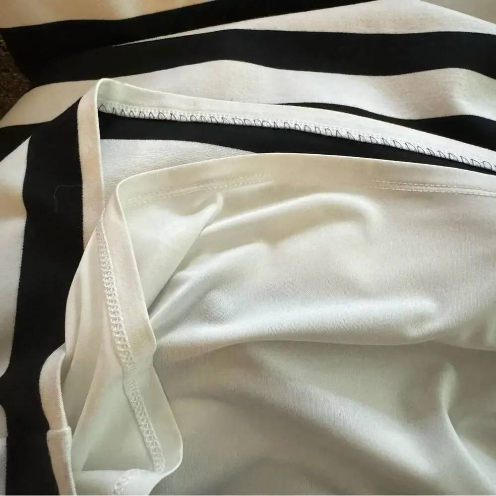 WHITE HOUSE BLACK MARKET ecru & black stripe shift dress size 4 Easter Sunday - Picture 9 of 13